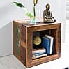 Beistelltisch Kalkutta Massivholz Cube 45x45x35cm mit Ablage Wohnzimmer