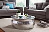 Couchtisch 75x31x75cm Aluminium Silber orientalisch rund Hammerschlag Design modern
