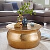 Couchtisch 60x30,5x60cm Aluminium Gold orientalisch rund Hammerschlag Design modern