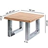Couchtisch Akazie Massivholz Metallgestell Braun Baumkante 58x40x60cm Landhausstil