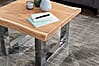 Couchtisch Akazie Massivholz Metallgestell Braun Baumkante 58x40x60cm Landhausstil