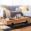 Couchtisch Akazie Vollholz Metall 130x59x25cm Modern Braun Schwarz Rechteckig