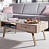 Couchtisch SIKAR 95x42x50cm Mango Massivholz Metall Schublade Landhaus Braun