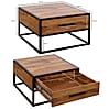 Couchtisch WL5.623 Sheesham Massivholz Metall 65x38x65cm Industrial Braun mit Schublade