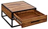 Couchtisch WL5.623 Sheesham Massivholz Metall 65x38x65cm Industrial Braun mit Schublade