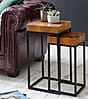 Satztisch Set WL5.660 Sheesham Metall 2er Massivholz Couchtisch Wohnzimmertisch