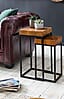 Satztisch Set WL5.660 Sheesham Metall 2er Massivholz Couchtisch Wohnzimmertisch