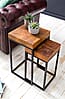 Satztisch Set WL5.660 Sheesham Metall 2er Massivholz Couchtisch Wohnzimmertisch
