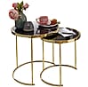 Satztisch Set COMO Metall Glas Schwarz Gold Beistelltisch Couchtisch modern