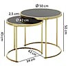 Satztisch Set COMO Metall Glas Schwarz Gold Beistelltisch Couchtisch modern