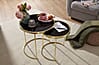 Satztisch Set COMO Metall Glas Schwarz Gold Beistelltisch Couchtisch modern