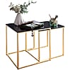 Satztisch Set CHUR Schwarz Gold MDF Metall Couchtisch Beistelltisch modern