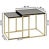 Satztisch Set CHUR Schwarz Gold MDF Metall Couchtisch Beistelltisch modern