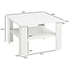 Couchtisch WL5.834 Weiß 60x42x60cm Design Holztisch mit Ablage Stauraum