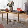 Couchtisch Glas Oval 110x56cm Schwarz Gold Metallgestell Couchtisch Glas Oval 110x56cm Schwarz Gold Metallgestell
