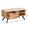 Couchtisch Akazie Massivholz 95x45x45cm Rechteckig mit Stauraum & Schublade