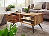 Couchtisch Akazie Massivholz 95x45x45cm Rechteckig mit Stauraum & Schublade