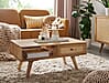 Couchtisch Mango Massivholz Rattan 90x40x45cm Rechteckig mit Stauraum Schublade