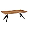 Couchtisch Akazie Massivholz Metall Baumkante 115x37x64cm Industrial Braun Rechteckig