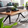 Couchtisch Akazie Massivholz Metall Baumkante 115x37x64cm Industrial Braun Rechteckig