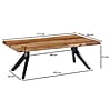 Couchtisch Akazie Massivholz Metall Baumkante 115x37x64cm Industrial Braun Rechteckig