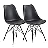 Esszimmerstuhl 2er Set Skandinavisch Kunststoff Kunstleder Schwarz Gepolstert Esszimmerstuhl 2er Set Skandinavisch Kunststoff Kunstleder Schwarz Gepolstert