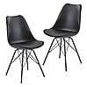 Esszimmerstuhl 2er Set Skandinavisch Kunststoff Kunstleder Schwarz Gepolstert Esszimmerstuhl 2er Set Skandinavisch Kunststoff Kunstleder Schwarz Gepolstert