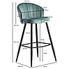 Barhocker Samt Hellgrün mit Lehne Skandinavisch Metall 110kg Gepolstert Barhocker Samt Hellgrün mit Lehne Skandinavisch Metall 110kg Gepolstert