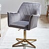 Schreibtischstuhl Grau Samt Design Drehstuhl Höhenverstellbar Home-Office 120kg