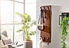 Wandgarderobe Akazie Massivholz Metall Hakenleiste 2-reihig 35,5x100x11cm