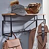Wandgarderobe Mango Massivholz Metall Hakenleiste Ablage Kleiderstange 71x29x20cm