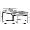 Couchtisch 2er Set Rund Metall Silber Schwarz Hammerschlag abnehmbares Tablett Modern Couchtisch 2er Set Rund Metall Silber Schwarz Hammerschlag abnehmbares Tablett Modern