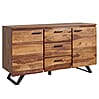 Sideboard 145x82x45cm Sheesham Massivholz Metall Baumkante Modern Schubladen