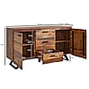 Sideboard 145x82x45cm Sheesham Massivholz Metall Baumkante Modern Schubladen