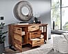 Sideboard 145x82x45cm Sheesham Massivholz Metall Baumkante Modern Schubladen