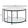 Couchtisch Rund 80x80x45cm Glas Metall Modern mit Stauraum Ablagefach
