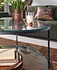 Couchtisch Rund 80x80x45cm Glas Metall Modern mit Stauraum Ablagefach
