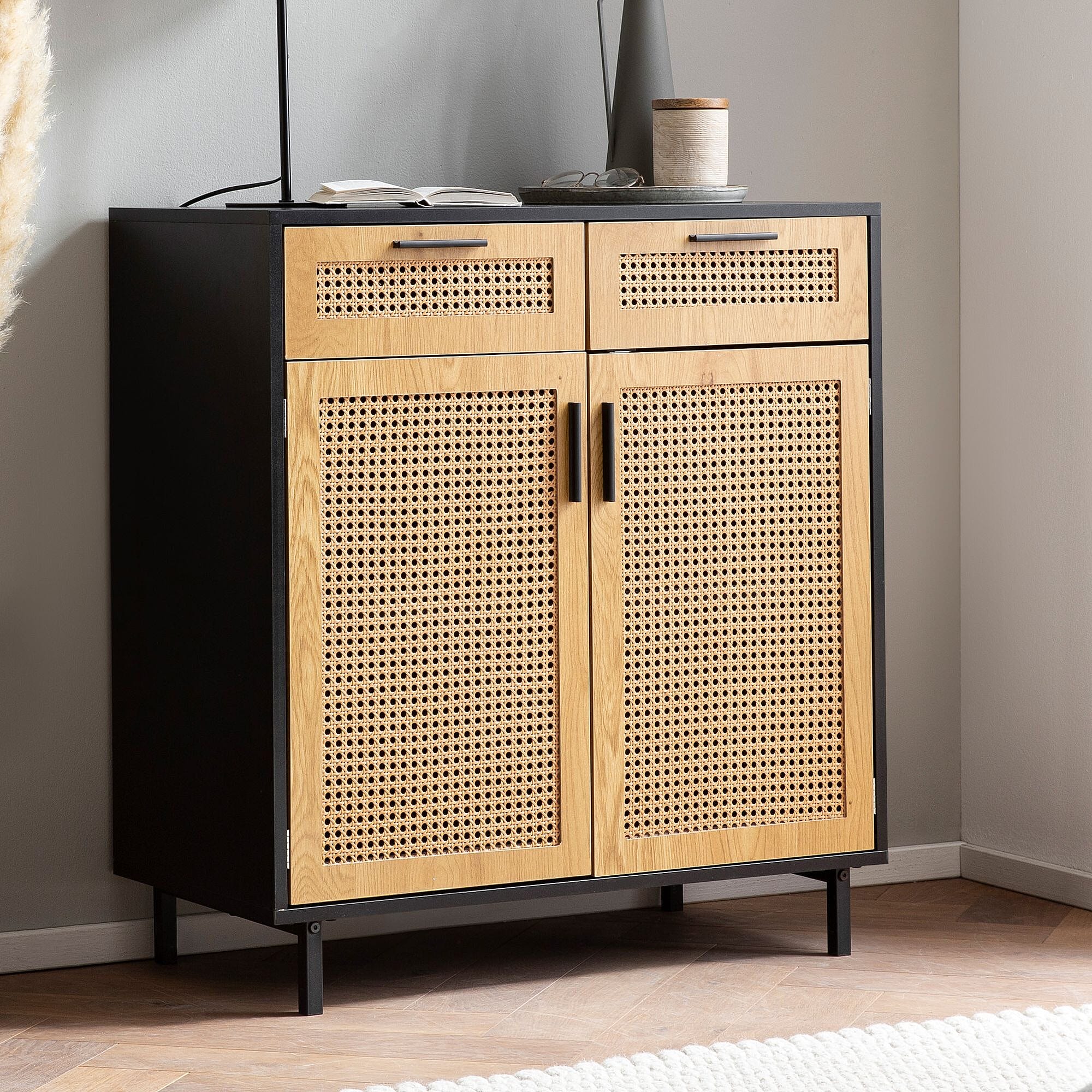 Sideboard 80x86 5x40 Cm Schwarz Wiener Geflecht Rattan 2 T ren Schubladen sideboard-80x86-5x40-cm-schwarz-wiener-geflecht-rattan-2-t-ren-schubladen