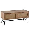 Lowboard TV-Kommode 100x45x40cm Eiche-Dekor Rattan Schubladen Wohnzimmer