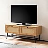 Lowboard TV-Kommode 100x45x40cm Eiche-Dekor Rattan Schubladen Wohnzimmer