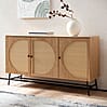 Sideboard 140x80x39cm Eiche-Dekor Rattan Modern 3 Türen Wohnzimmer