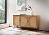 Sideboard 140x80x39cm Eiche-Dekor Rattan Modern 3 Türen Wohnzimmer
