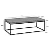 Couchtisch 120x60x38cm Beton-Optik Grau Metallbeine Modern Rechteckig