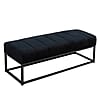 Sitzbank Samt Schwarz 108x40x40cm Polsterbank Metallgestell Modern Gesteppt