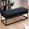 Sitzbank Samt Schwarz 108x40x40cm Polsterbank Metallgestell Modern Gesteppt