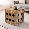 Würfelhocker Mango Massivholz 41x41x41cm Sitzwürfel Beistelltisch Holzhocker Design