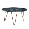 Couchtisch Marmor Grün 70x70x35 cm Metall Gold Dreibein Modern Rund