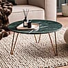 Couchtisch Marmor Grün 70x70x35 cm Metall Gold Dreibein Modern Rund