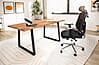 Schreibtisch 180x90x76cm Akazie Massivholz Baumkante Trapezbeine Schwarz Homeoffice