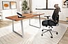 Schreibtisch Akazie Massivholz 140x80x76cm Baumkante Trapezbeine Chrom Homeoffice